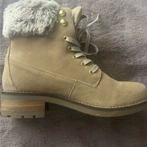 Antonio De Faria Ladies Ankle Boots Suede Size 9 Fur Trim Lexi Lace Up MOTO